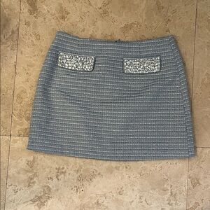 Elegant Blue Tweed Skirt